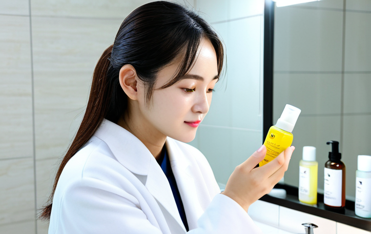 Modern Hanbang Skincare Routine**

A professional woman in her late 20s with clear skin, applying Korean herbal essence in a bright, minimalist bathroom. Focus on the product bottle with visible Korean characters and natural ingredients listed. Soft, diffused lighting. fully clothed, appropriate attire, safe for work, perfect anatomy, natural proportions, professional photography, high quality.

**